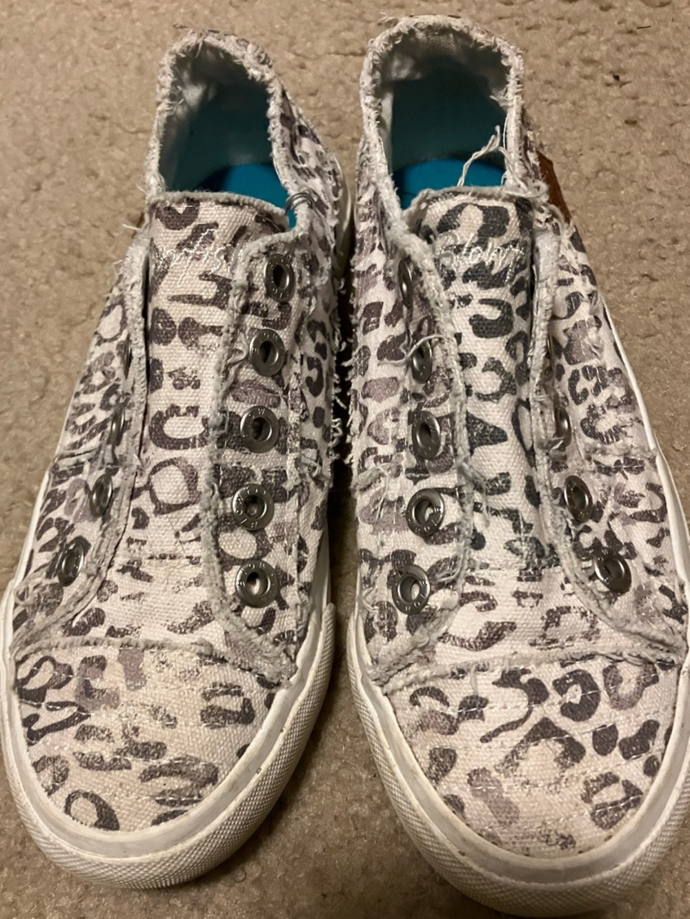 Blowfish Slip-On Leopard Print Canvas Sneakers - White/Grey